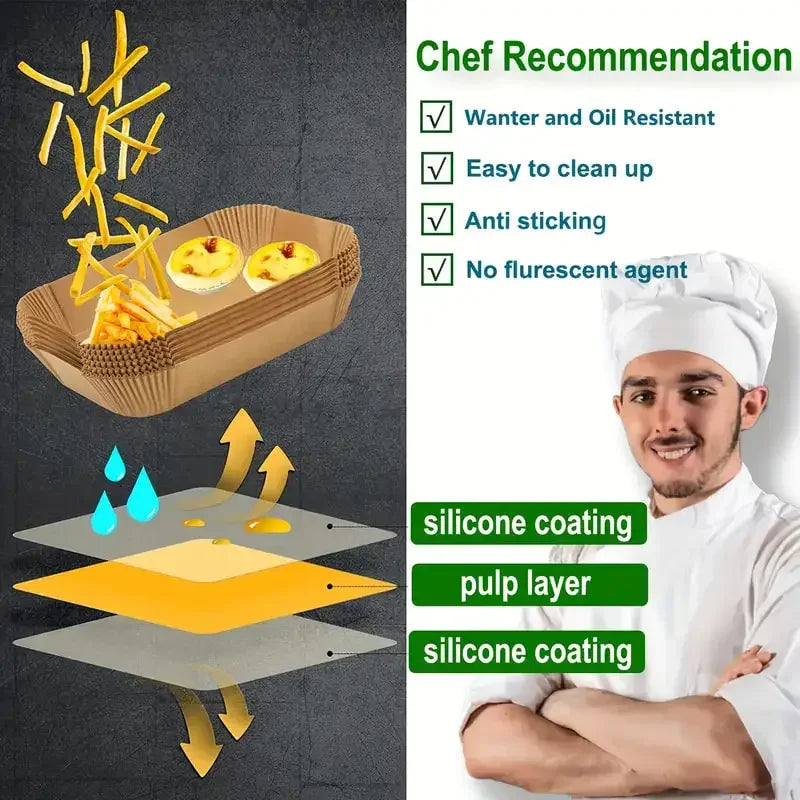 Rectangular Disposable Air Fryer Parchment Paper Liners
