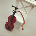 Miniature Violin Prop for Dollhouse and Home Decor