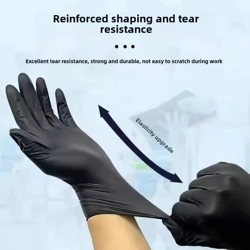 Disposable Black Nitrile Protective Gloves