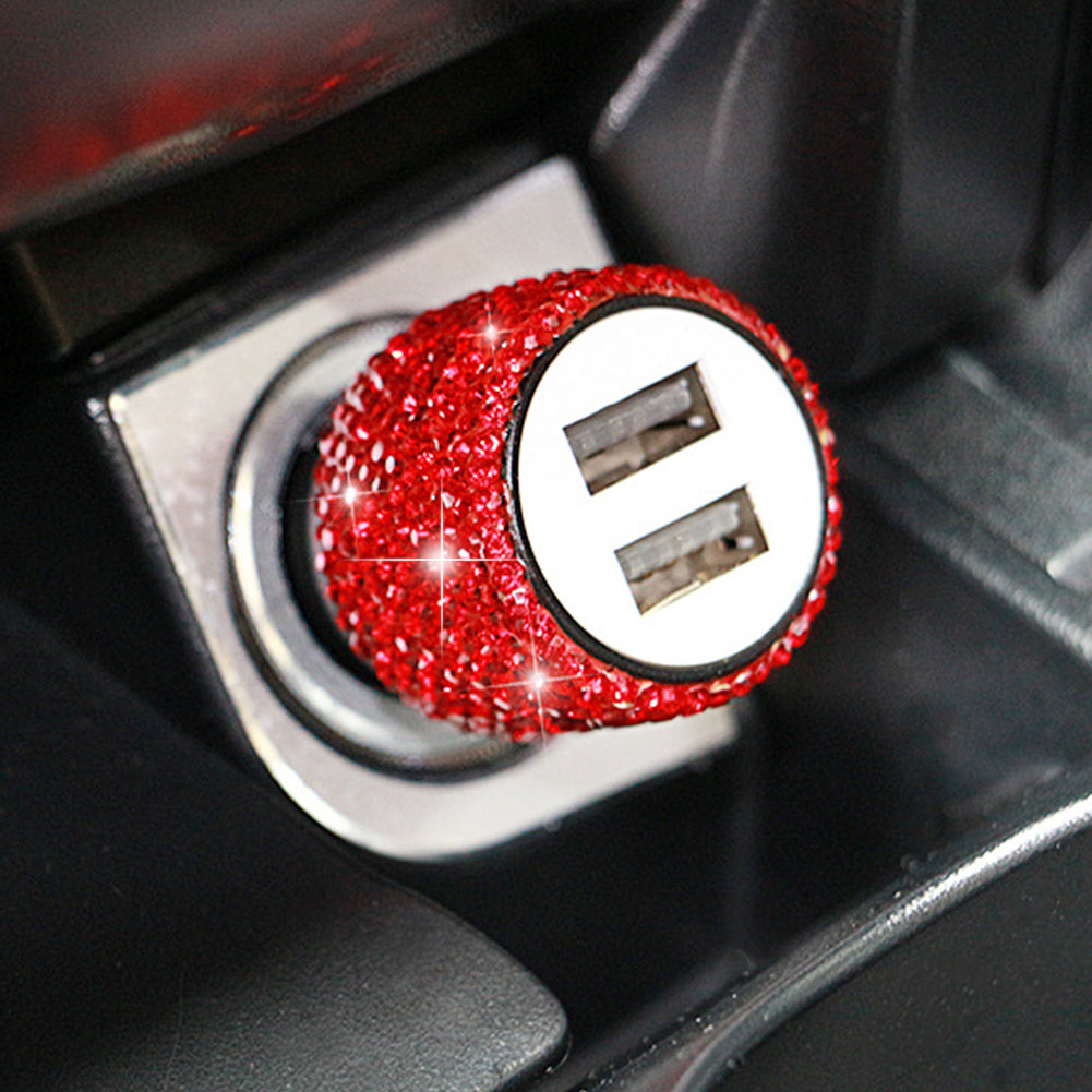 Dual Port Rhinestone USB Car Charger