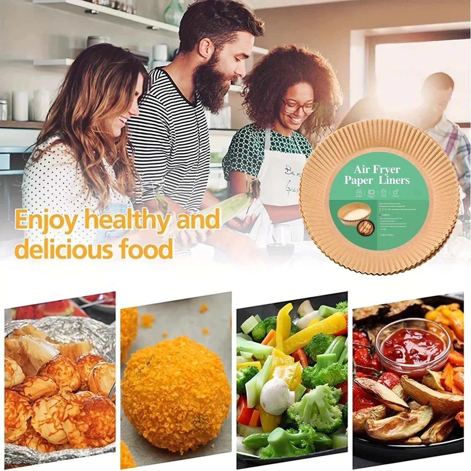 Non-Stick Disposable Air Fryer Parchment Paper Liners - 10
