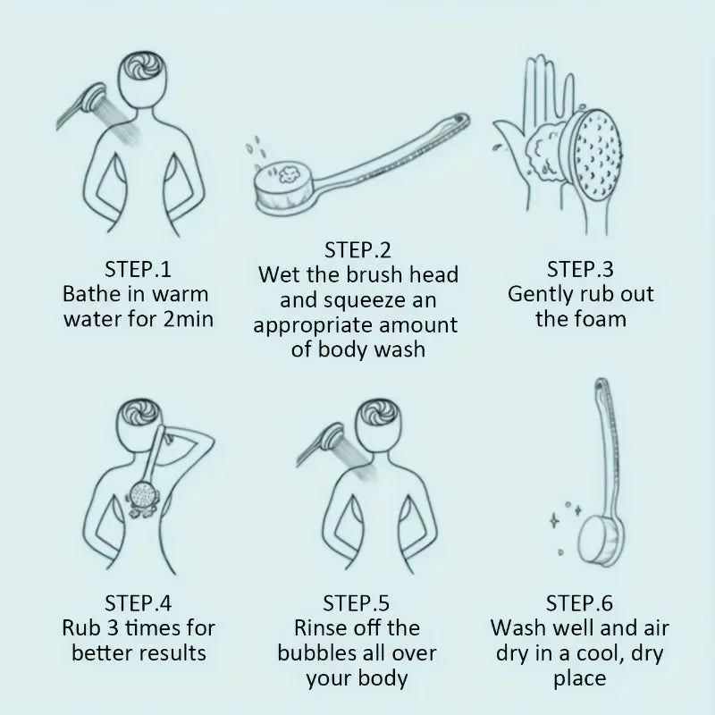 2-in-1 Long Handle Exfoliating Bath Brush and Shower Scrubber - 5