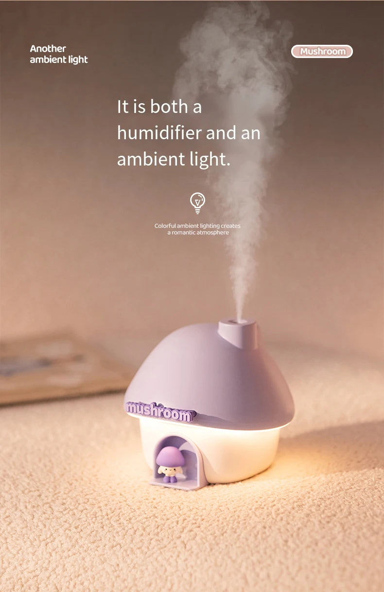 Cute Mushroom House Humidifier with LED Night Light - 9