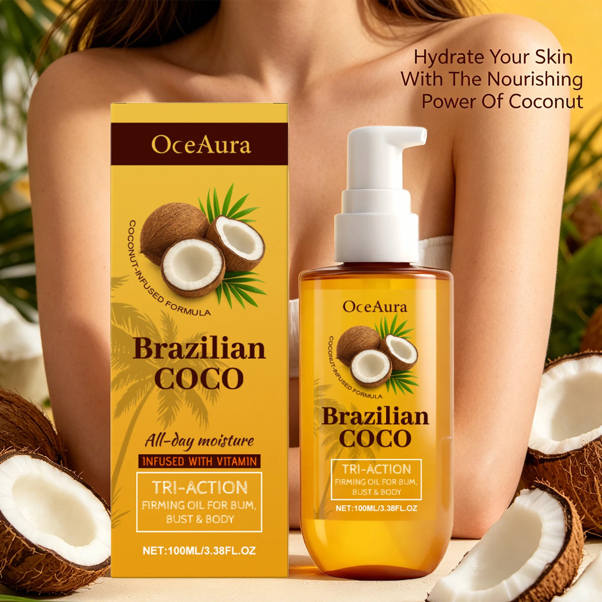 Coconut Firming Body Oil for Skin Tightening and Hydration