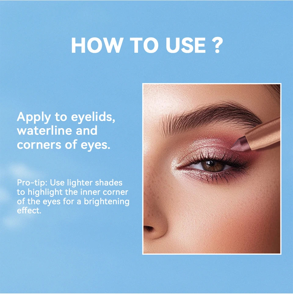 Waterproof Smudge-Proof Shimmer Eyeshadow Stick - 12