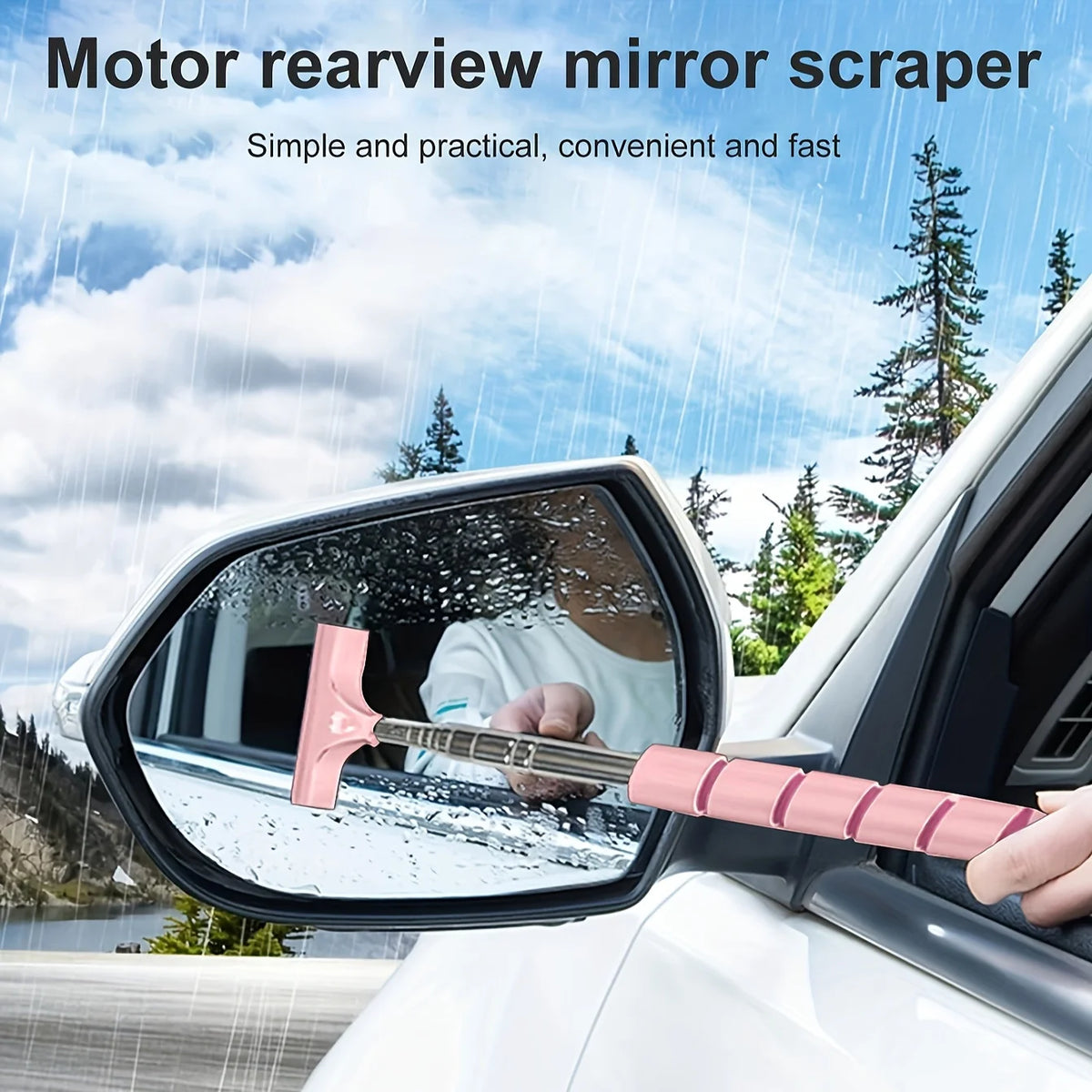Extendable Car Rearview Mirror Squeegee