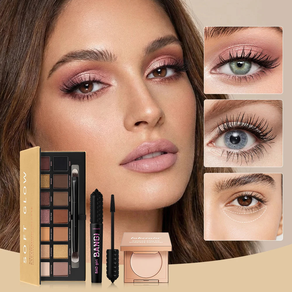3-Piece Eye Makeup Set with Corrector, Eyeshadow and Mascara - 2