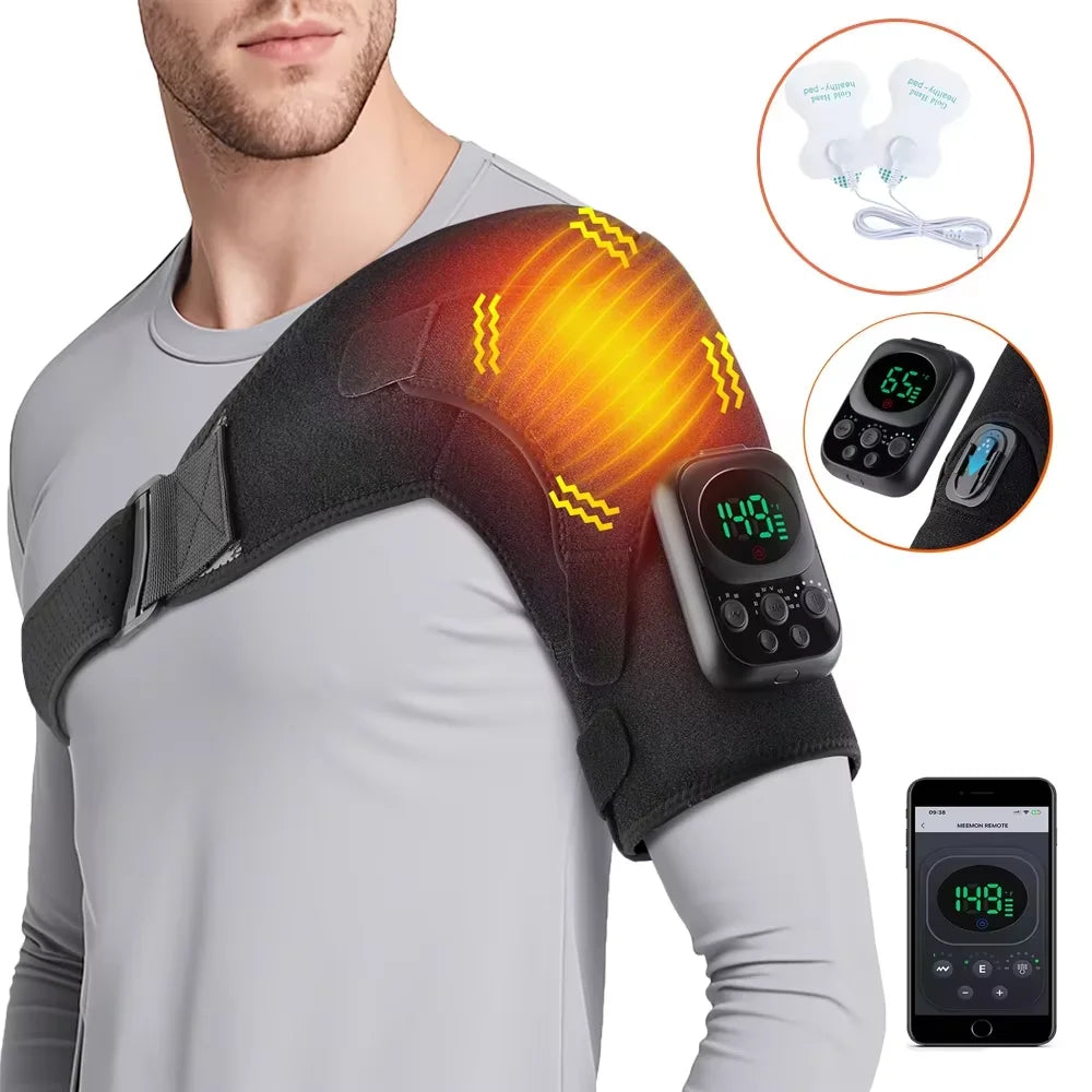 Wireless Heated Shoulder Massager with Vibration and App Control - 33