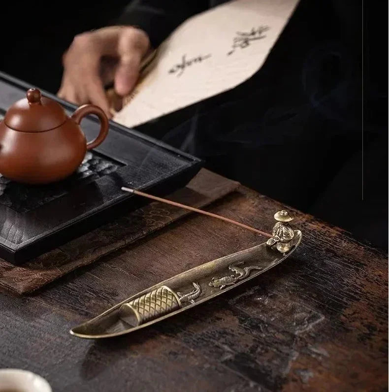Ancient Style Boat Incense Stick Holder for Aromatherapy