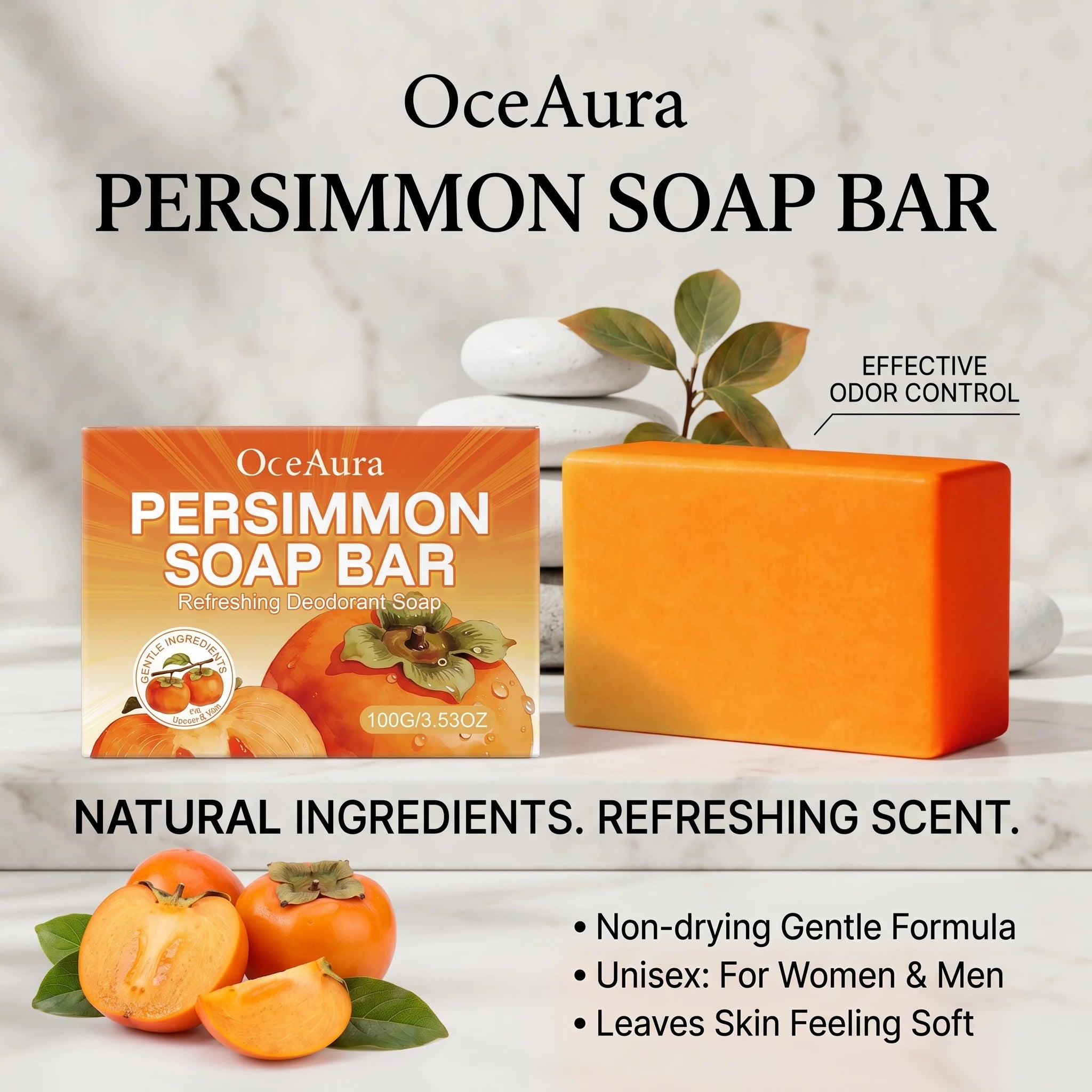 Persimmon Soap Bar for Natural Body Odor Deodorization - 3