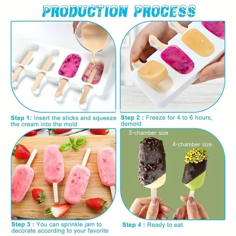 Silicone Ice Cream and Popsicle Maker Mold Tray