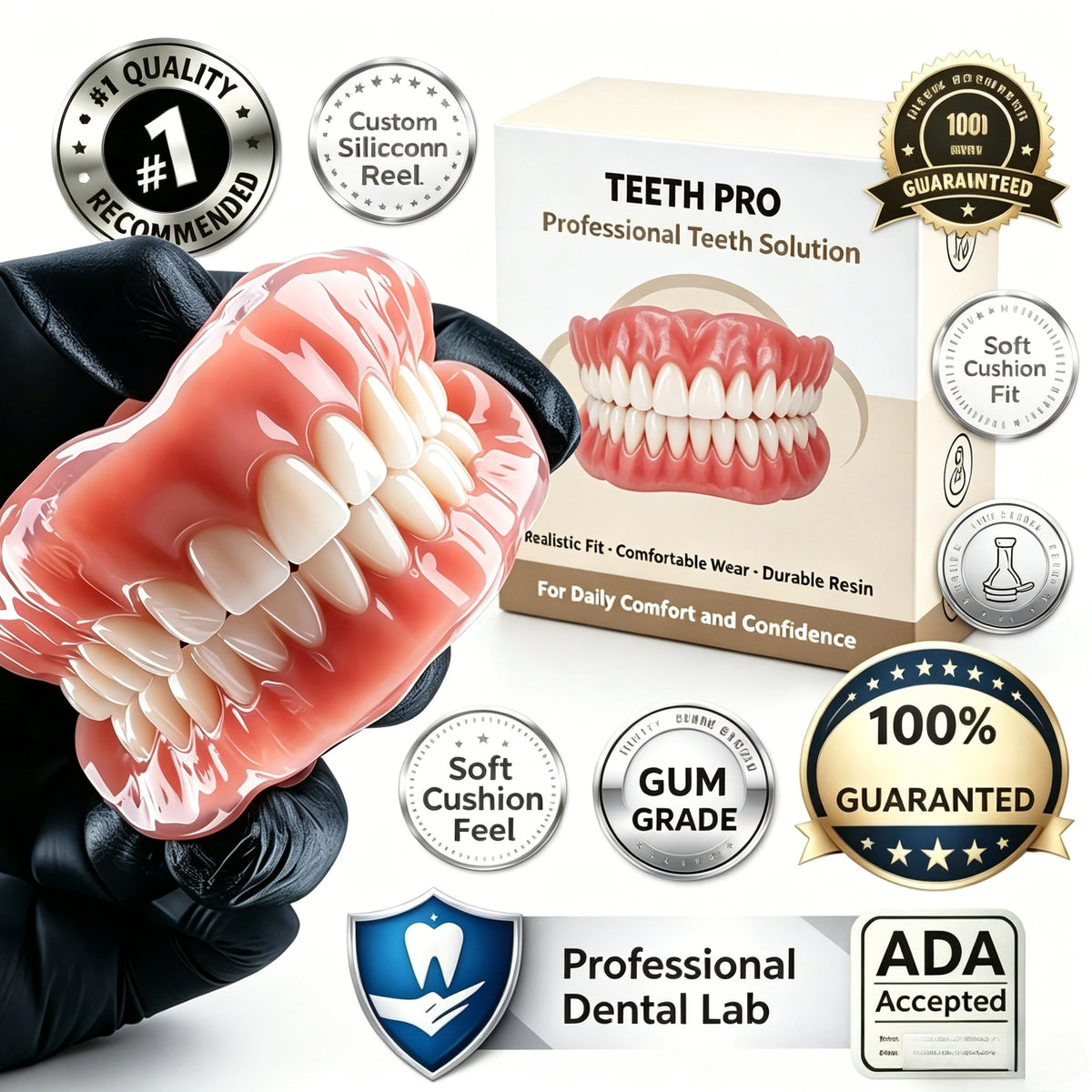 Instant Snap-On Silicone Smile Veneers for Natural Looking Teeth