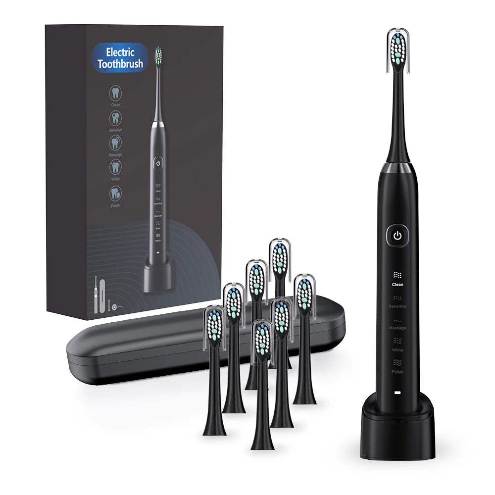 Rechargeable Sonic Electric Toothbrush with 8 Brush Heads