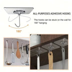 Transparent Self-Adhesive Rotating Wall Hooks for Home Organization