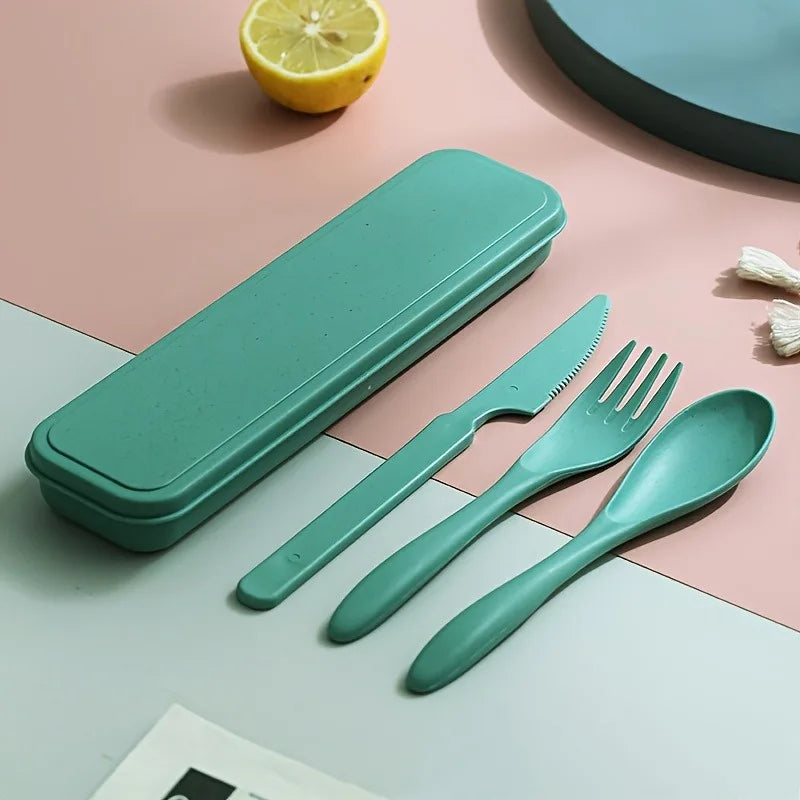 3-in-1 Portable Reusable Travel Cutlery Set with Case - 10