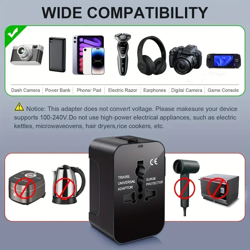 Universal Worldwide Travel Adapter with Dual USB Ports