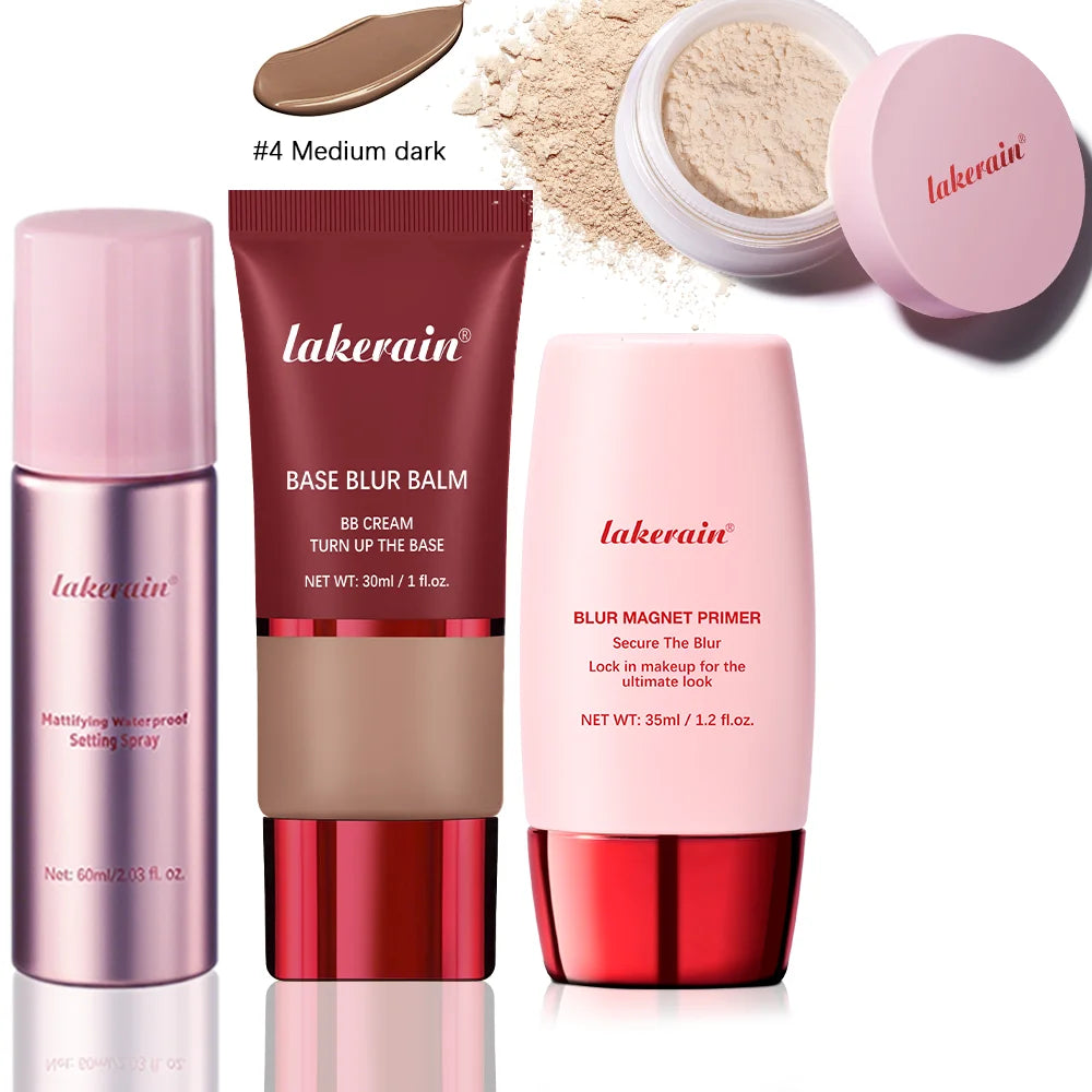 4-Piece Long-Lasting Waterproof Makeup Base and Setting Set - 34