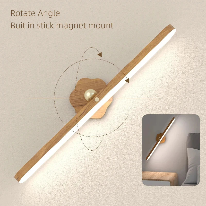 Portable Rechargeable Wooden Magnetic LED Wall Lamp