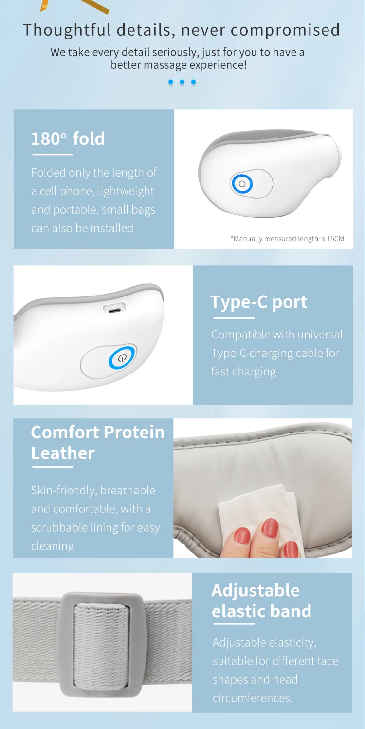 Rechargeable Eye Massager with Air Pressure and Heat - 18