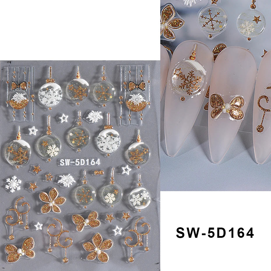 3D Christmas Cartoon Self-Adhesive Nail Art Decal Stickers