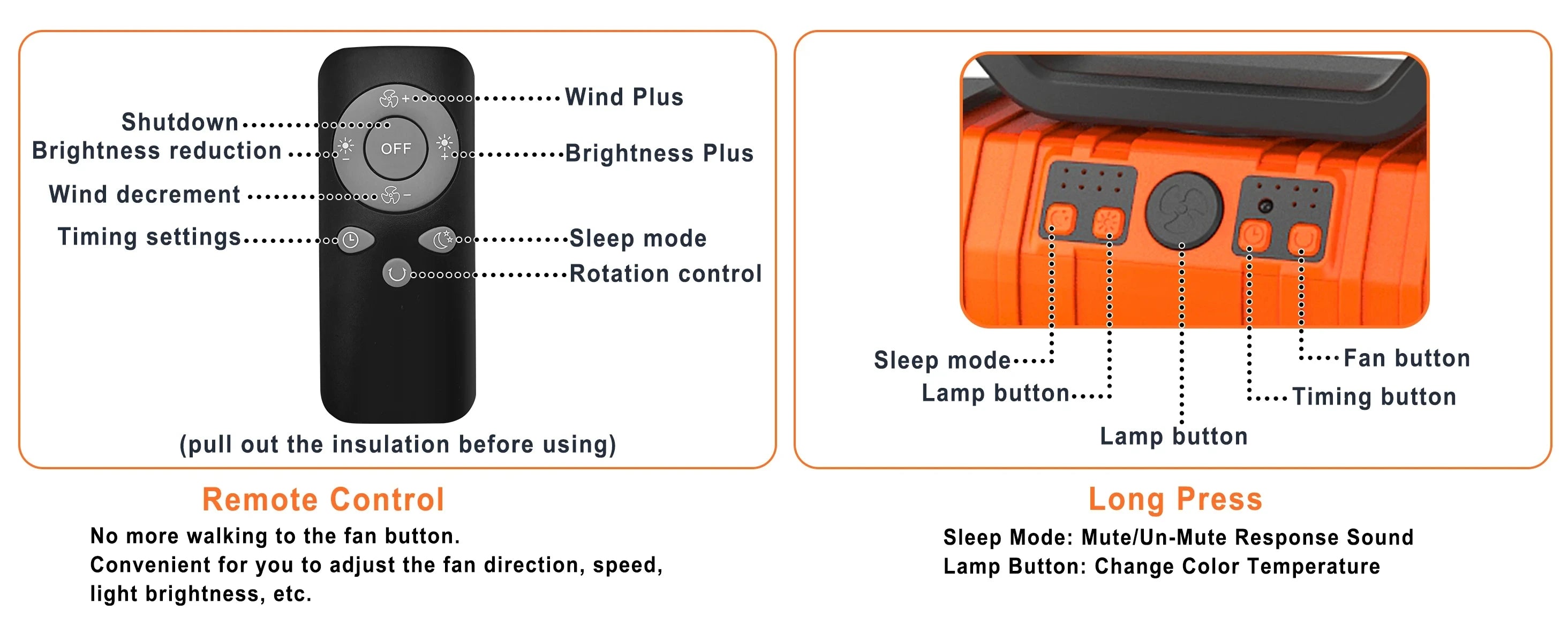Portable LED Camping Fan with 20000mAh Battery and Remote