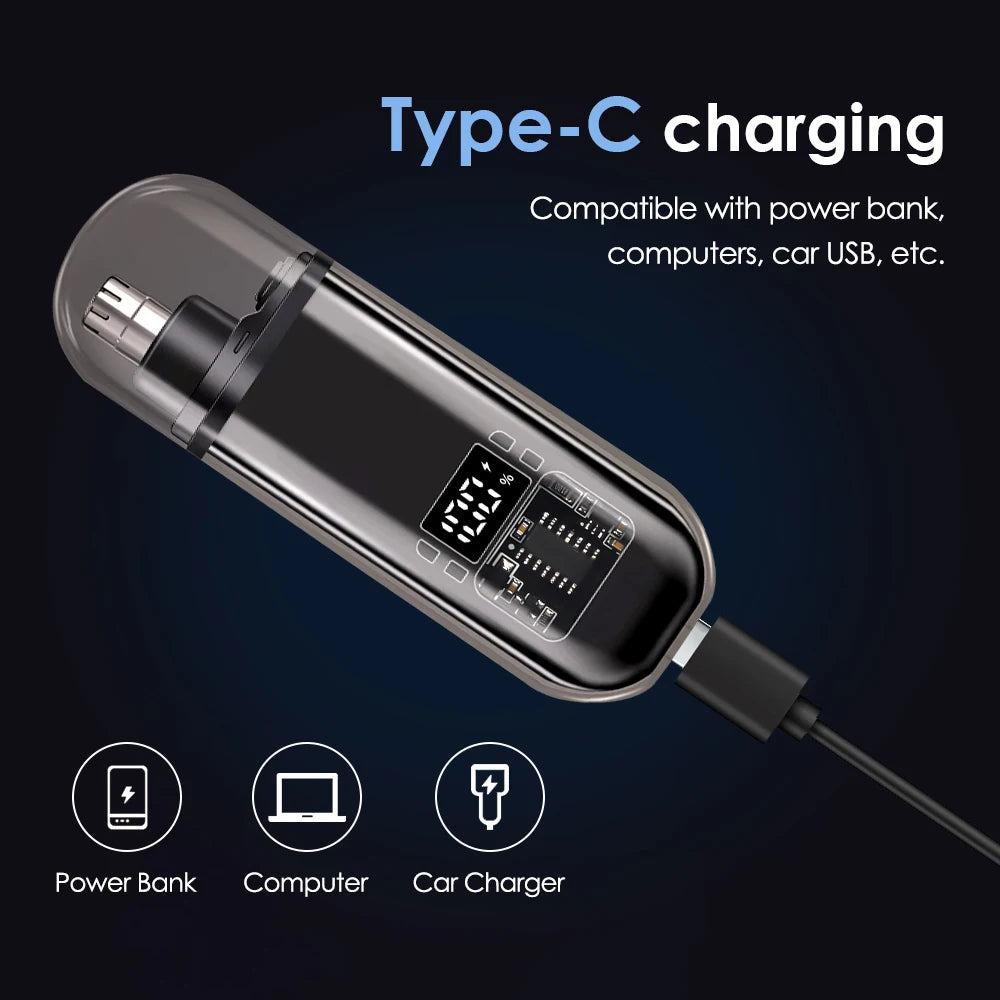 Electric USB Rechargeable Nose and Ear Hair Trimmer