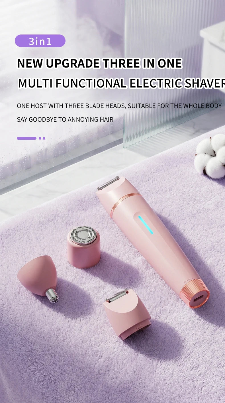 3-in-1 Waterproof Electric Shaver and Bikini Trimmer for Women