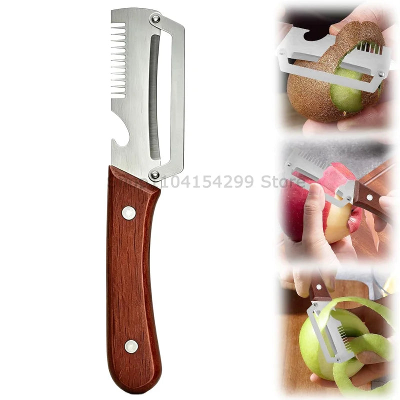 3-in-1 Multifunction Vegetable Peeler with Wood Handle - 20