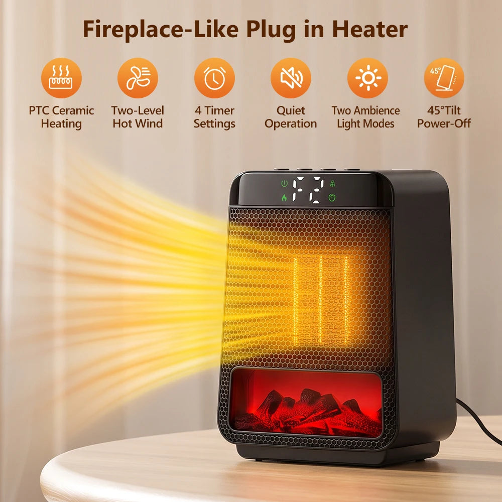 Portable Electric Space Heater with Ambient Flame Light - 7