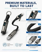 4-in-1 Fast Charging Keychain Cable with Digital Display