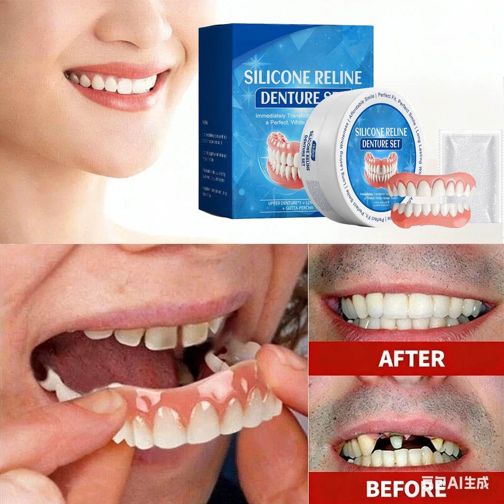 Temporary Silicone Snap-On Denture Set for Smile Whitening