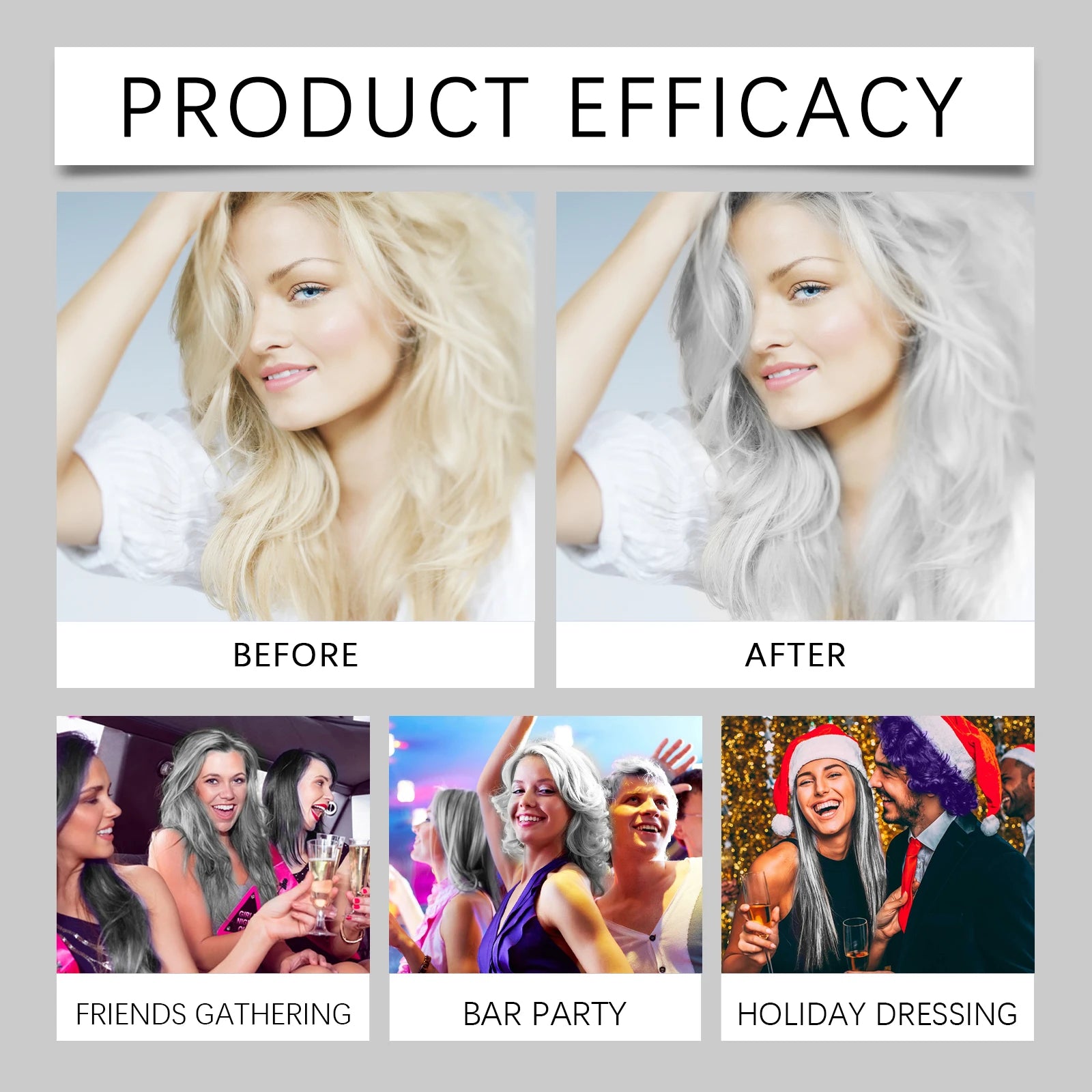 Permanent Silver Gray Hair Dye Cream - 14