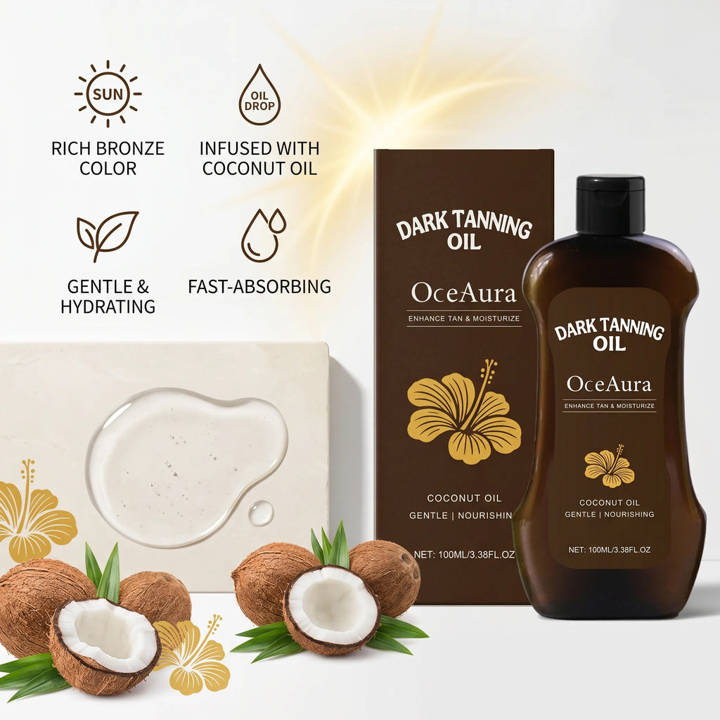 Coconut Oil Dark Tanning Body Oil for Deep Bronze Glow