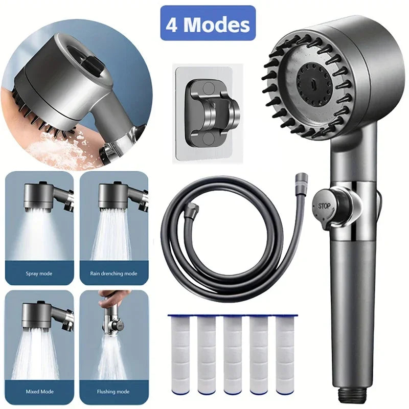 4-Mode High-Pressure Handheld Filtered Shower Head - 1