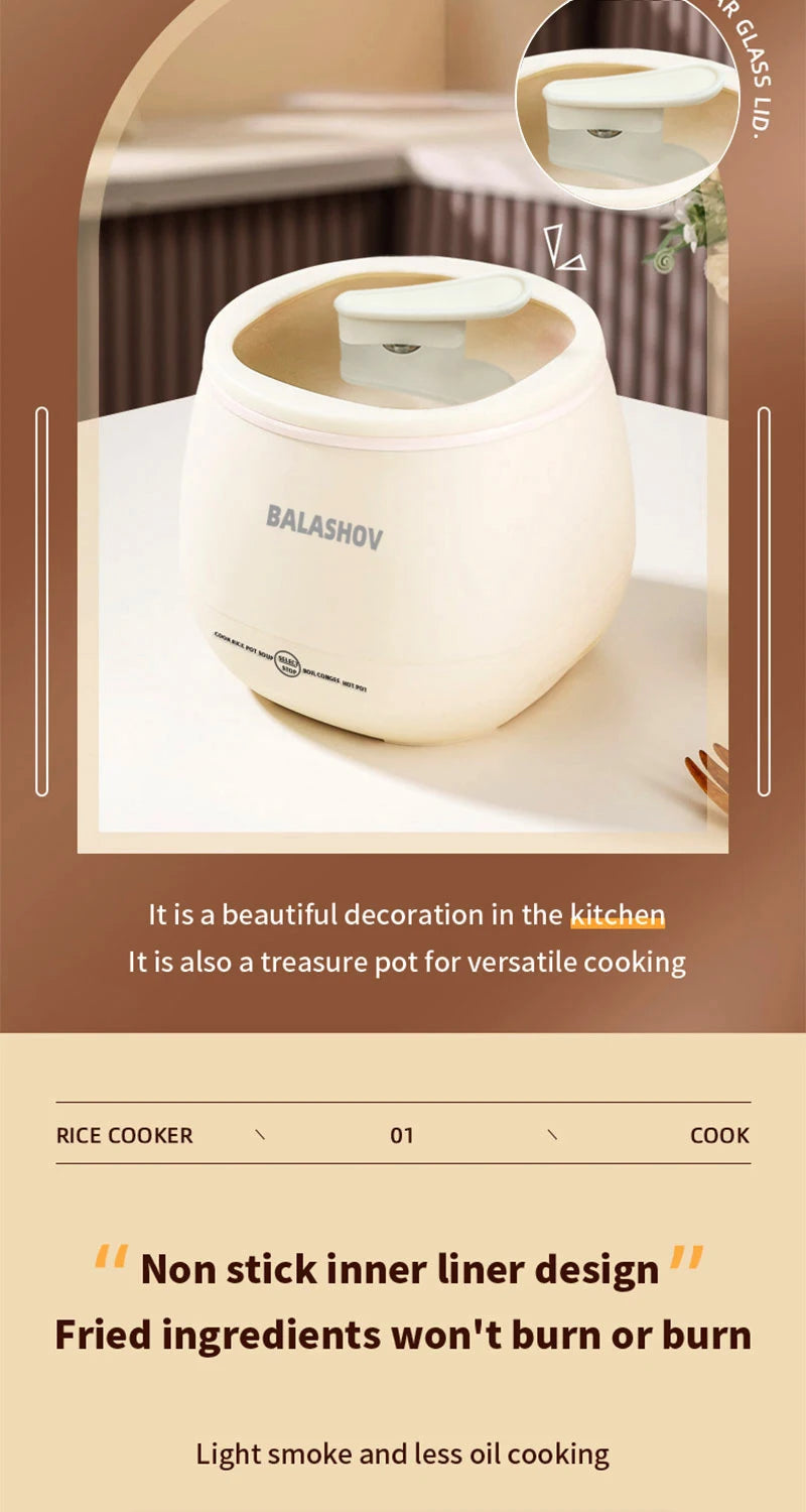 Portable 1.8L Smart Mini Rice Cooker for Small Kitchens and Dorms - 9