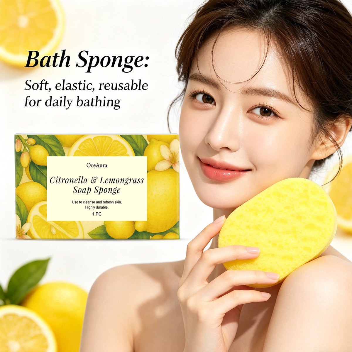 Exfoliating Lemongrass Bath Sponge for Daily Body Cleansing