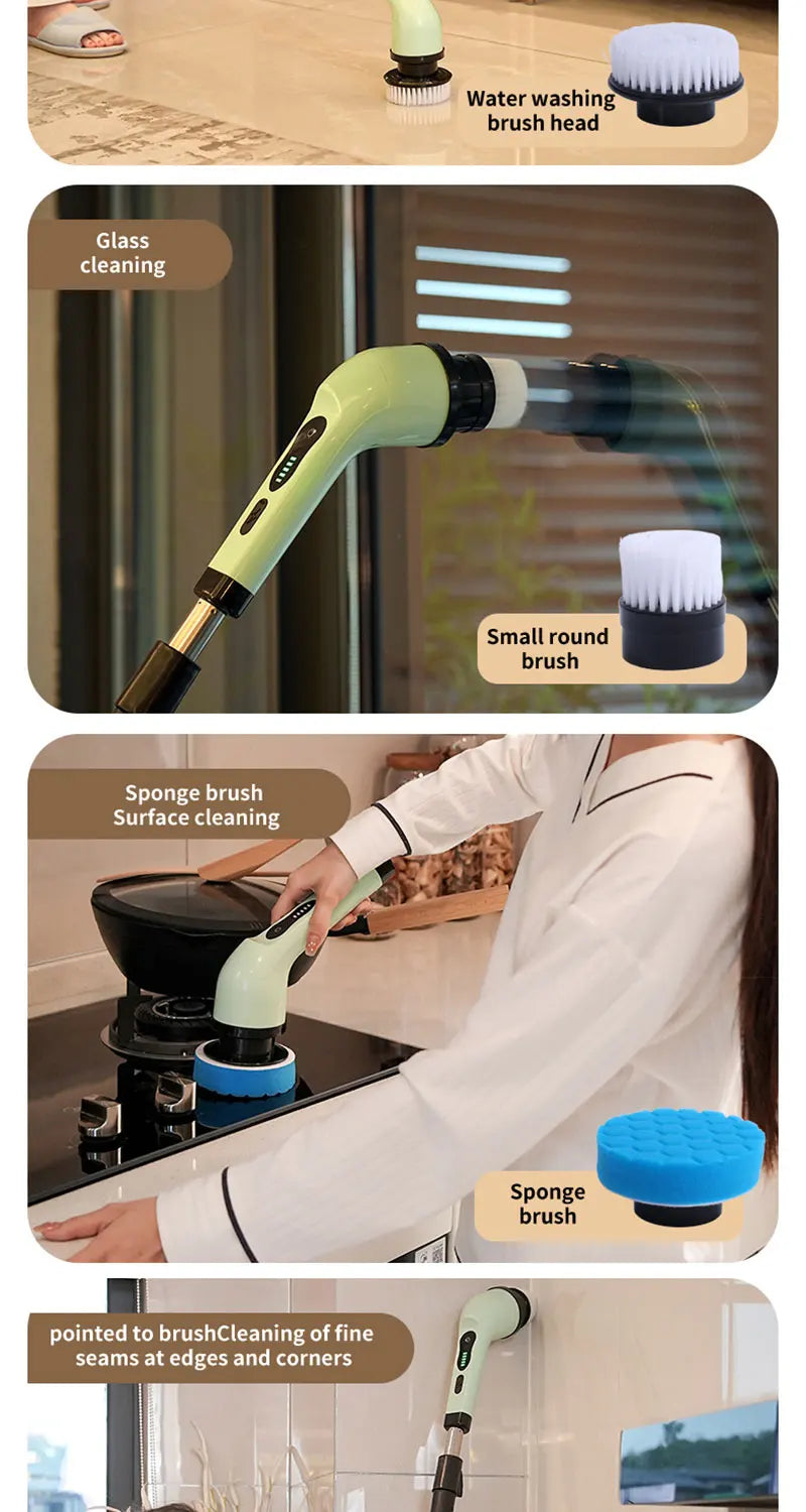 9-in-1 Electric Cordless Spin Scrubber for Deep Home Cleaning - 13