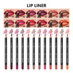 Professional 12-Color Waterproof Lip Liner Pencil Set