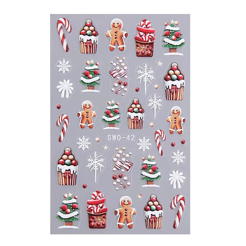 3D Christmas Cartoon Self-Adhesive Nail Art Decal Stickers
