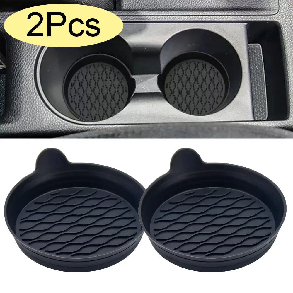 Anti-Slip Silicone Car Cup Holder Mats - 2 Pack