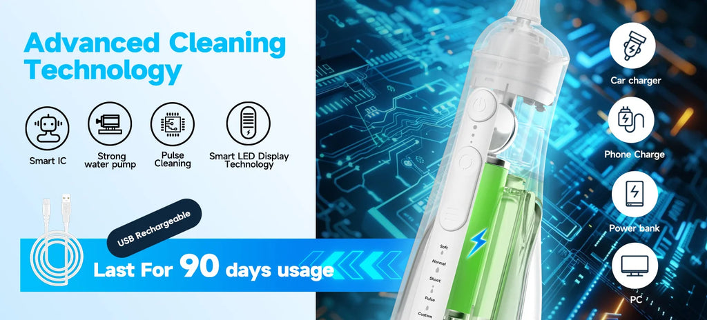 Portable Cordless Water Flosser for Teeth Cleaning
