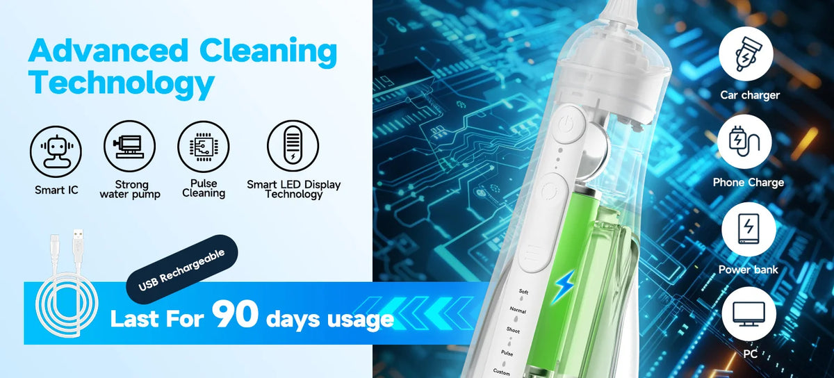 Portable Cordless Water Flosser for Teeth Cleaning