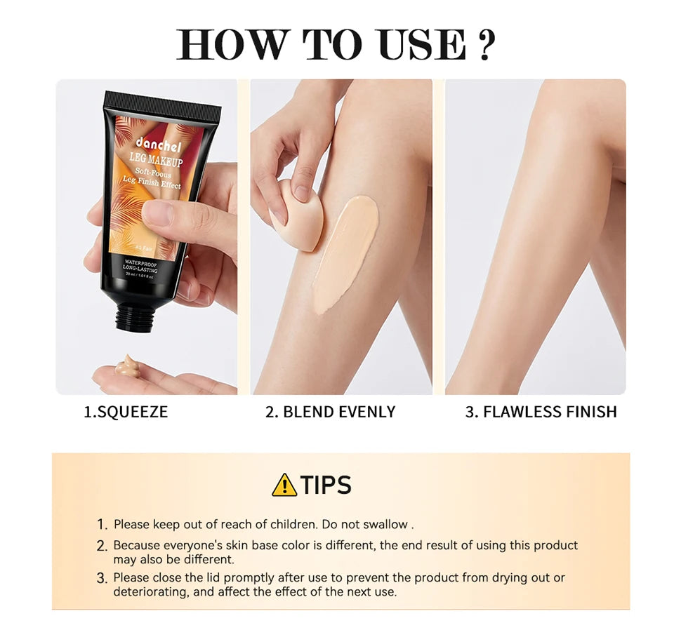 Waterproof Leg Foundation Body Concealer with Application Glove