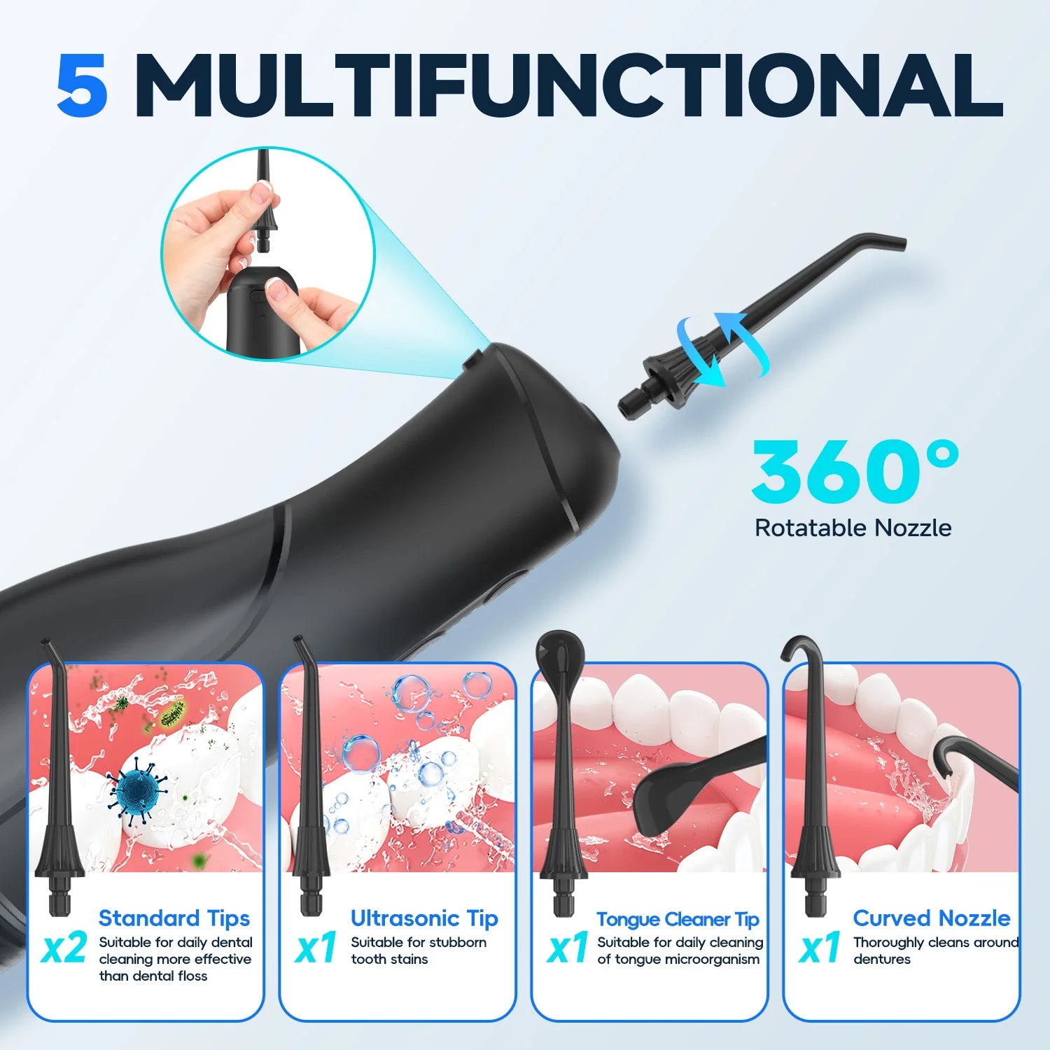 Portable Electric Cordless Water Flosser for Teeth Cleaning - 4