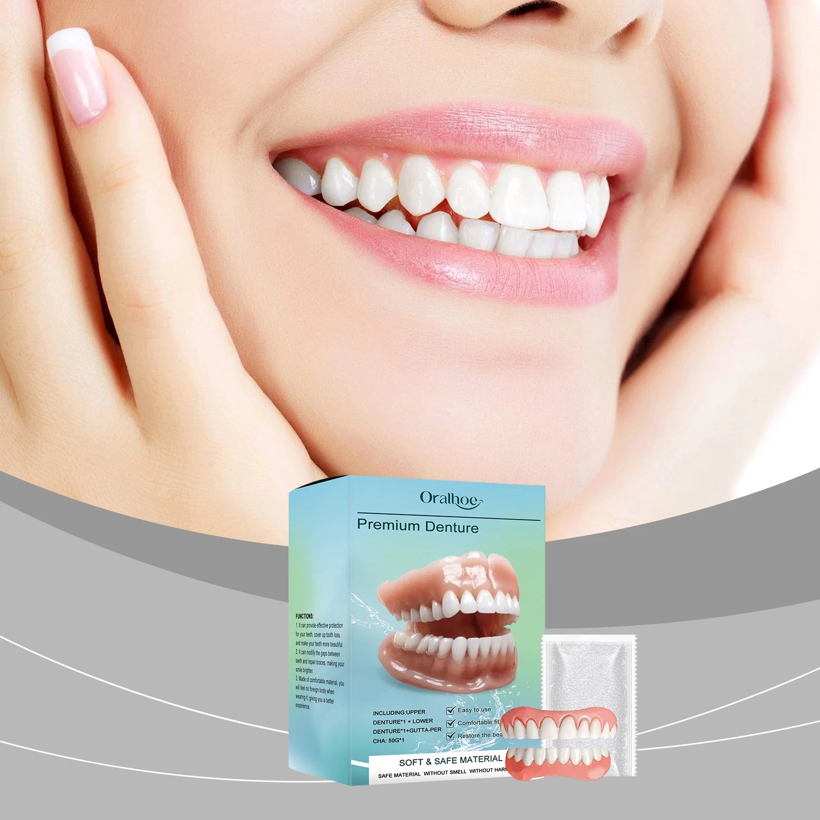Temporary Silicone Cosmetic Denture Set for Smile Improvement - 2