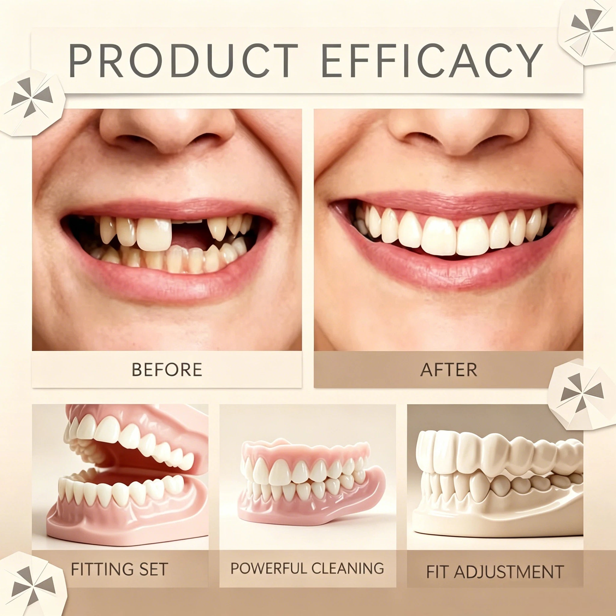 Comfortable Realistic Silicone Upper and Lower Dentures - 5