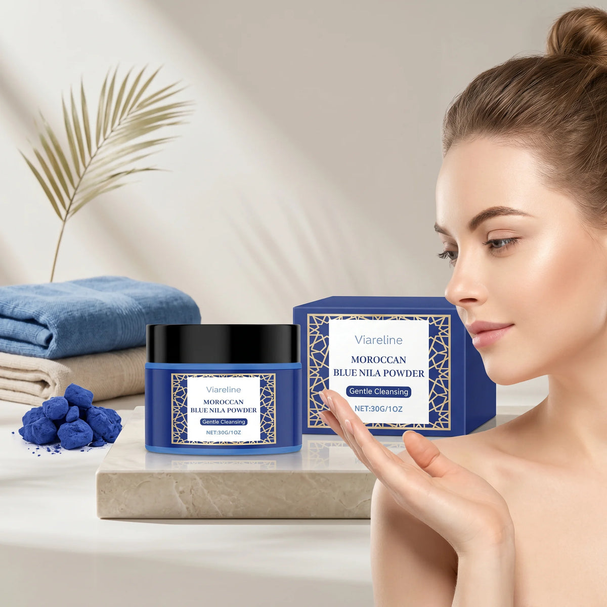 Moroccan Blue Nila Face Mask Powder for Brightening and Exfoliation