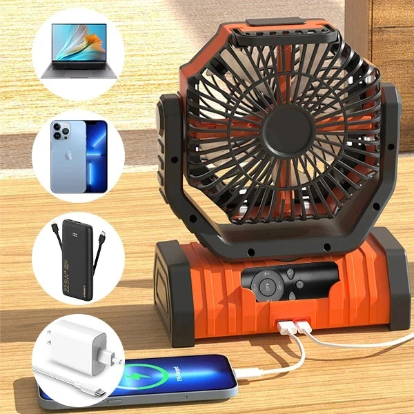 Portable LED Camping Fan with 20000mAh Battery and Remote - 2