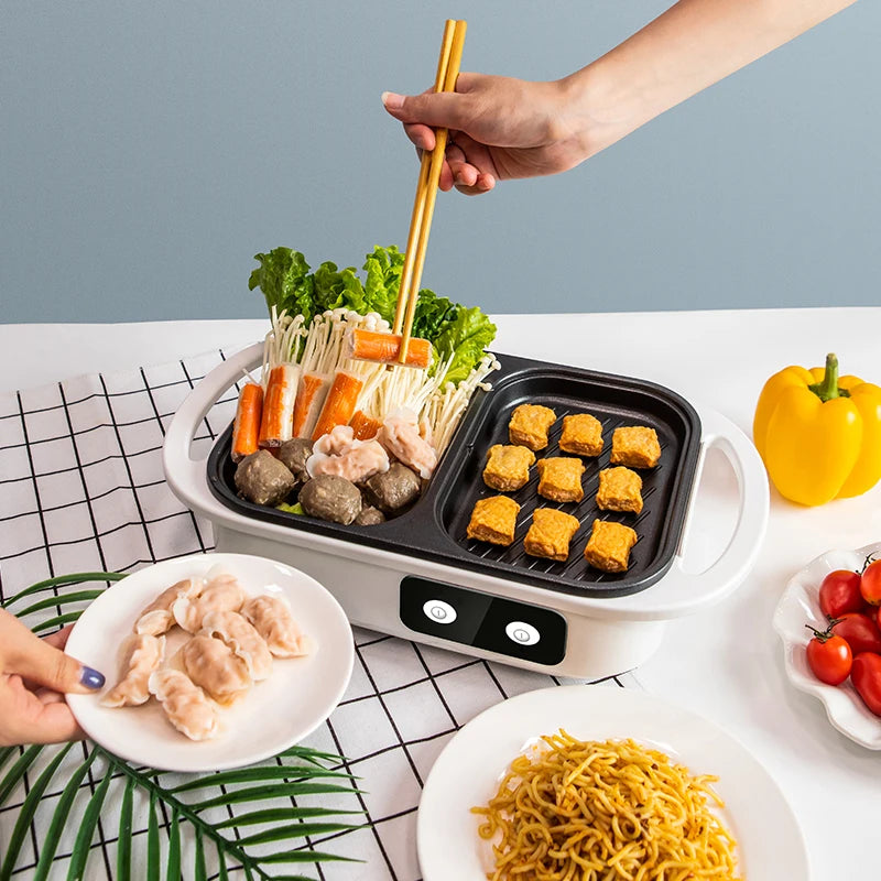 2-in-1 Electric Hot Pot and Grill for Indoor BBQ - 2