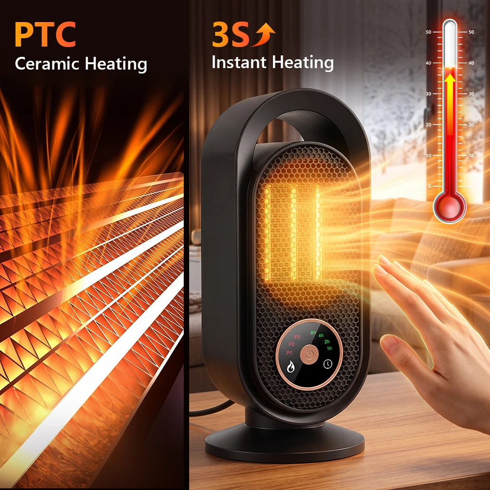 Portable Electric Ceramic Desktop Heater with Timer - 9